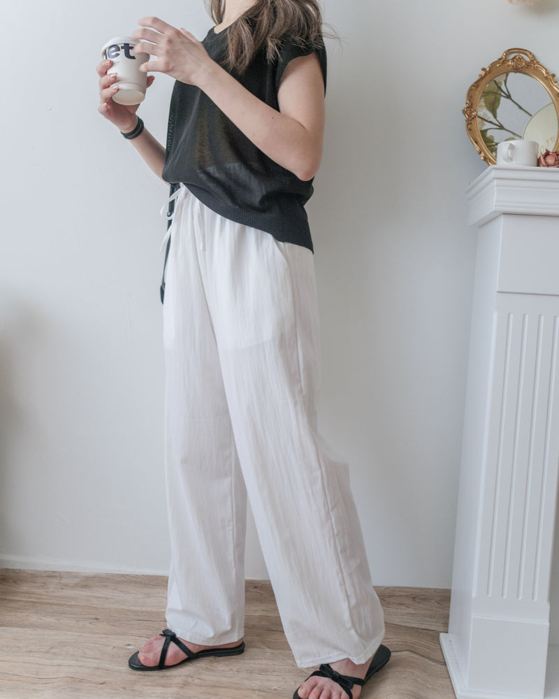 （CP值$239夏日顯瘦闊褲) 百搭全橡筋口袋直闊腳褲, Pants/ PT8431