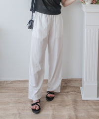 （CP值$239夏日顯瘦闊褲) 百搭全橡筋口袋直闊腳褲, Pants/ PT8431