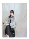 Bubble Sleeve Shirt 仿恤衫直條紋泡泡袖上衣/ BU9118