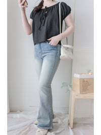 Ribbon Collar Top 百搭蝴蝶顯鎖骨大圓領上衣/ TP9181