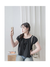 Ribbon Collar Top 百搭蝴蝶顯鎖骨大圓領上衣/ TP9181