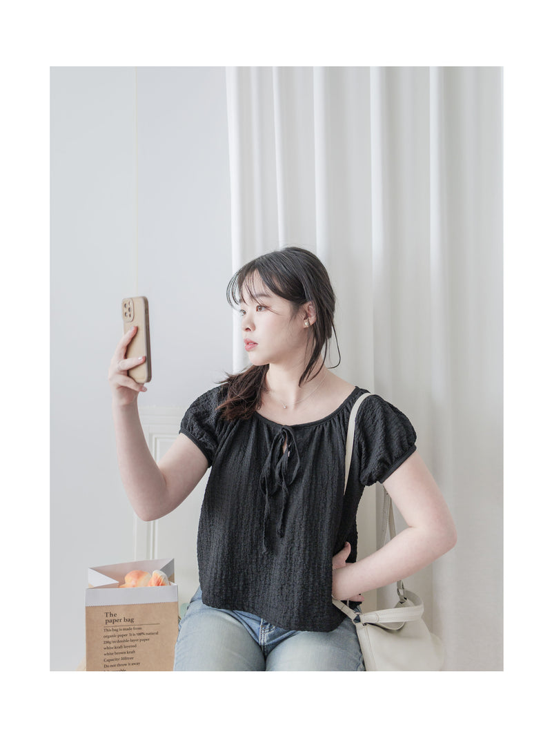 Ribbon Collar Top 百搭蝴蝶顯鎖骨大圓領上衣/ TP9181