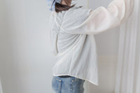 Bubble Sleeve Shirt 仿恤衫直條紋泡泡袖上衣/ BU9118