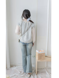 Bubble Sleeve Shirt 仿恤衫直條紋泡泡袖上衣/ BU9118