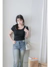 Lace Collar Top 顯瘦修身彈性蕾絲圓方領上衣/ TP9183