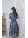 Ruffle Collar Rhombus Dress 花邊領口菱格紋雪紡連身裙/ DS9994