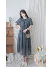 Ruffle Collar Rhombus Dress 花邊領口菱格紋雪紡連身裙/ DS9994