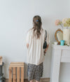 Back Pleated 後車褶飄飄浪漫文字 ,Tee/ BU9045 （beige sold out)