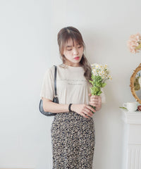 Back Pleated 後車褶飄飄浪漫文字 ,Tee/ BU9045 （beige sold out)
