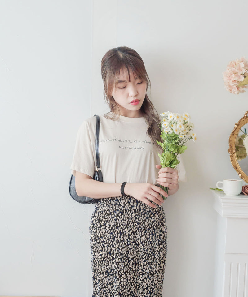 Back Pleated 後車褶飄飄浪漫文字 ,Tee/ BU9045 （beige sold out)