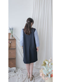 Spliced Shirt Dress 恤衫微彈裙身假兩件設計連衣裙/ DS9995
