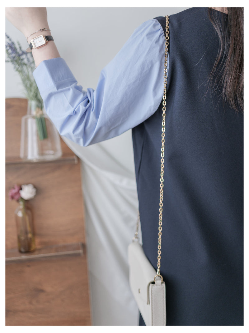 Spliced Shirt Dress 恤衫微彈裙身假兩件設計連衣裙/ DS9995