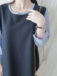 Spliced Shirt Dress 恤衫微彈裙身假兩件設計連衣裙/ DS9995