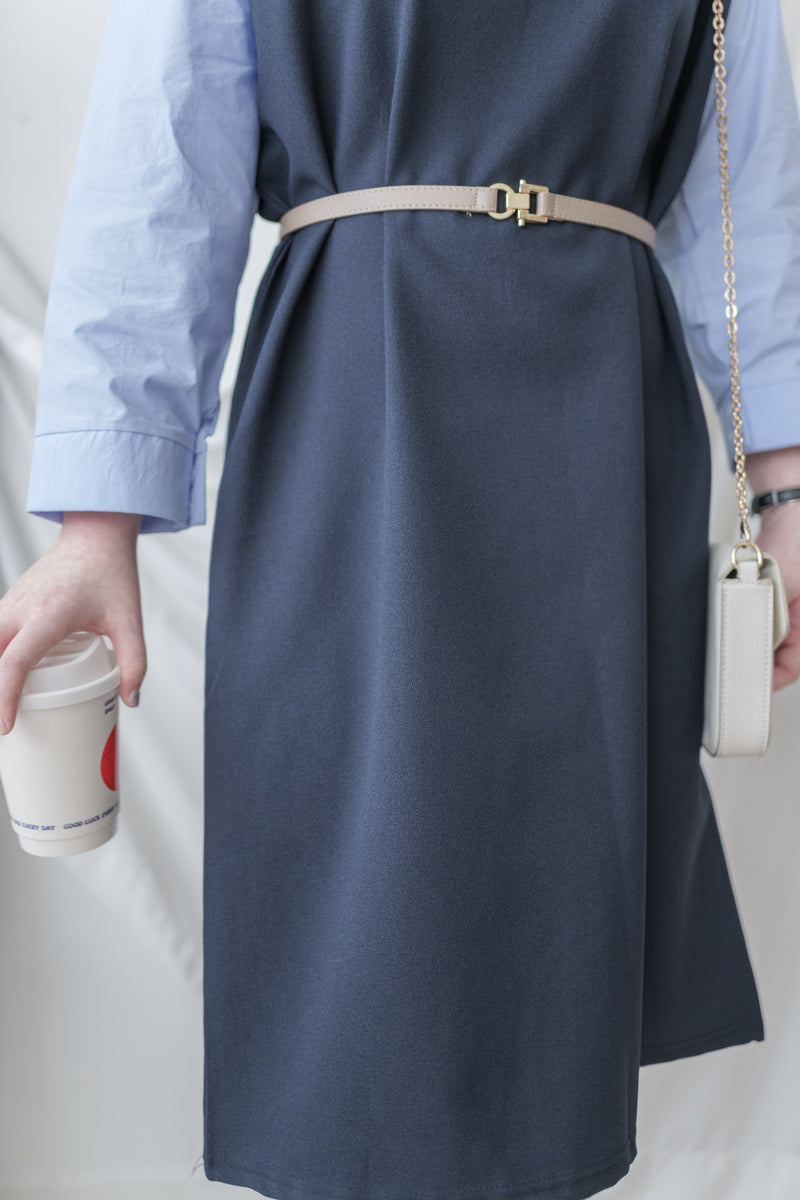 Spliced Shirt Dress 恤衫微彈裙身假兩件設計連衣裙/ DS9995