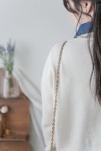 Denim Knit Caridigan 假兩件設計牛仔套頭舒適彈性針織/ TP9187