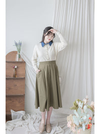 Denim Knit Caridigan 假兩件設計牛仔套頭舒適彈性針織/ TP9187