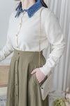 Button Skirt 裝飾鈕扣左右口袋傘裙/ SK8909（pre-order 10月9截單)