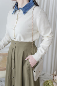 Button Skirt 裝飾鈕扣左右口袋傘裙/ SK8909（pre-order 10月9截單)