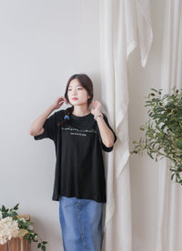 Back Pleated 後車褶飄飄浪漫文字 ,Tee/ BU9045 （beige sold out)