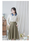 Denim Knit Caridigan 假兩件設計牛仔套頭舒適彈性針織/ TP9187