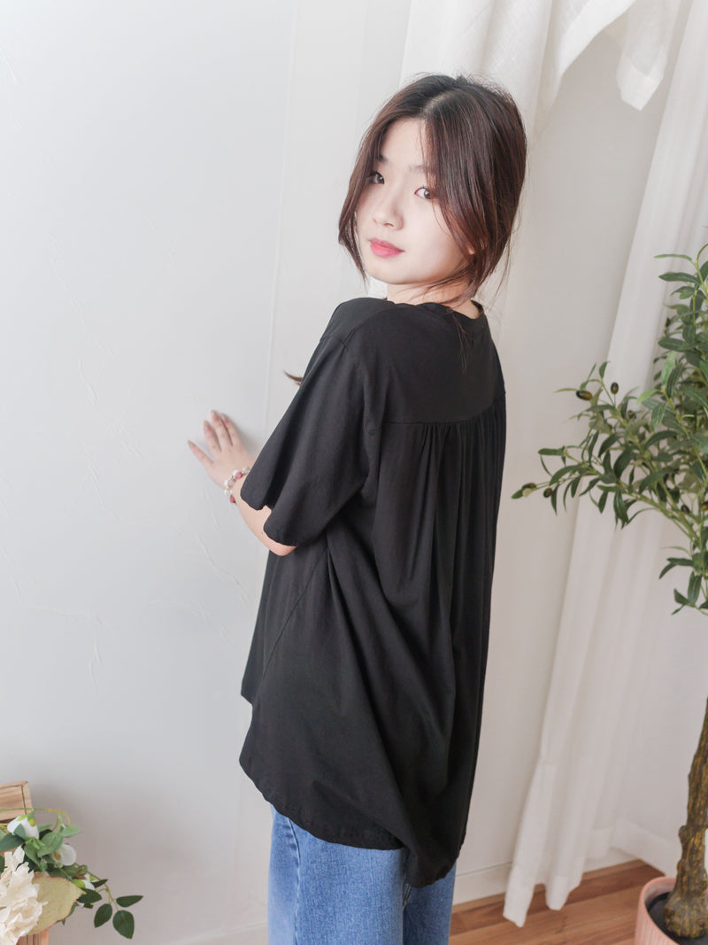 Back Pleated 後車褶飄飄浪漫文字 ,Tee/ BU9045 （beige sold out)