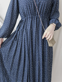 Heart Pleated Dress 側束腰愛心印花腰下百褶連衣裙/ DS9999 (pre-order navy 10月9截單)