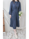 Heart Pleated Dress 側束腰愛心印花腰下百褶連衣裙/ DS9999 (pre-order navy 10月9截單)