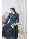 Heart Pleated Dress 側束腰愛心印花腰下百褶連衣裙/ DS9999 (pre-order navy 10月9截單)