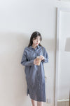 Shirt Stripe Dress 寬鬆微修身感直條紋恤衫裙 （可當外套) / DS1000