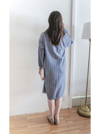 Shirt Stripe Dress 寬鬆微修身感直條紋恤衫裙 （可當外套) / DS1000