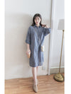Shirt Stripe Dress 寬鬆微修身感直條紋恤衫裙 （可當外套) / DS1000