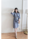 Shirt Stripe Dress 寬鬆微修身感直條紋恤衫裙 （可當外套) / DS1000