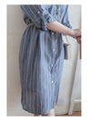 Shirt Stripe Dress 寬鬆微修身感直條紋恤衫裙 （可當外套) / DS1000