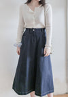 （BEST Intent made 獨家款）Border Skirt 舒適細線花紋鈕扣百搭長裙/ SK3001