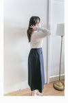 （BEST Intent made 獨家款）Border Skirt 舒適細線花紋鈕扣百搭長裙/ SK3001