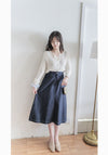 （BEST Intent made 獨家款）Border Skirt 舒適細線花紋鈕扣百搭長裙/ SK3001