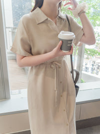 [ 限時重開訂購🕣 ] Casual Elegant 防皺舒適棉質軟領口恤衫連身裙, Dress/ DS9609