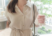 [ 限時重開訂購🕣 ] Casual Elegant 防皺舒適棉質軟領口恤衫連身裙, Dress/ DS9609