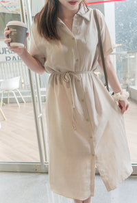 [ 限時重開訂購🕣 ] Casual Elegant 防皺舒適棉質軟領口恤衫連身裙, Dress/ DS9609