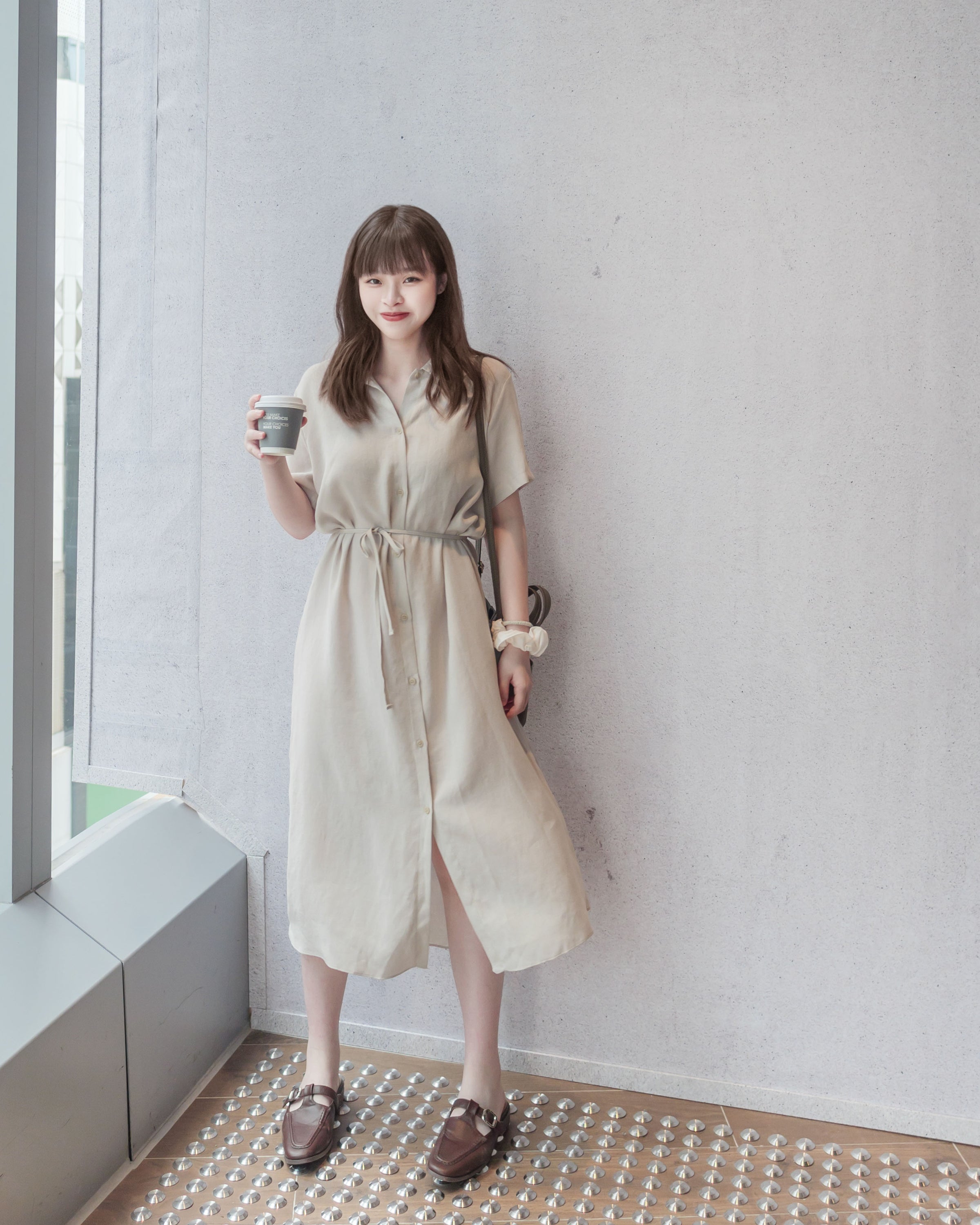 [ 限時重開訂購🕣 ] Casual Elegant 防皺舒適棉質軟領口恤衫連身裙, Dress/ DS9609