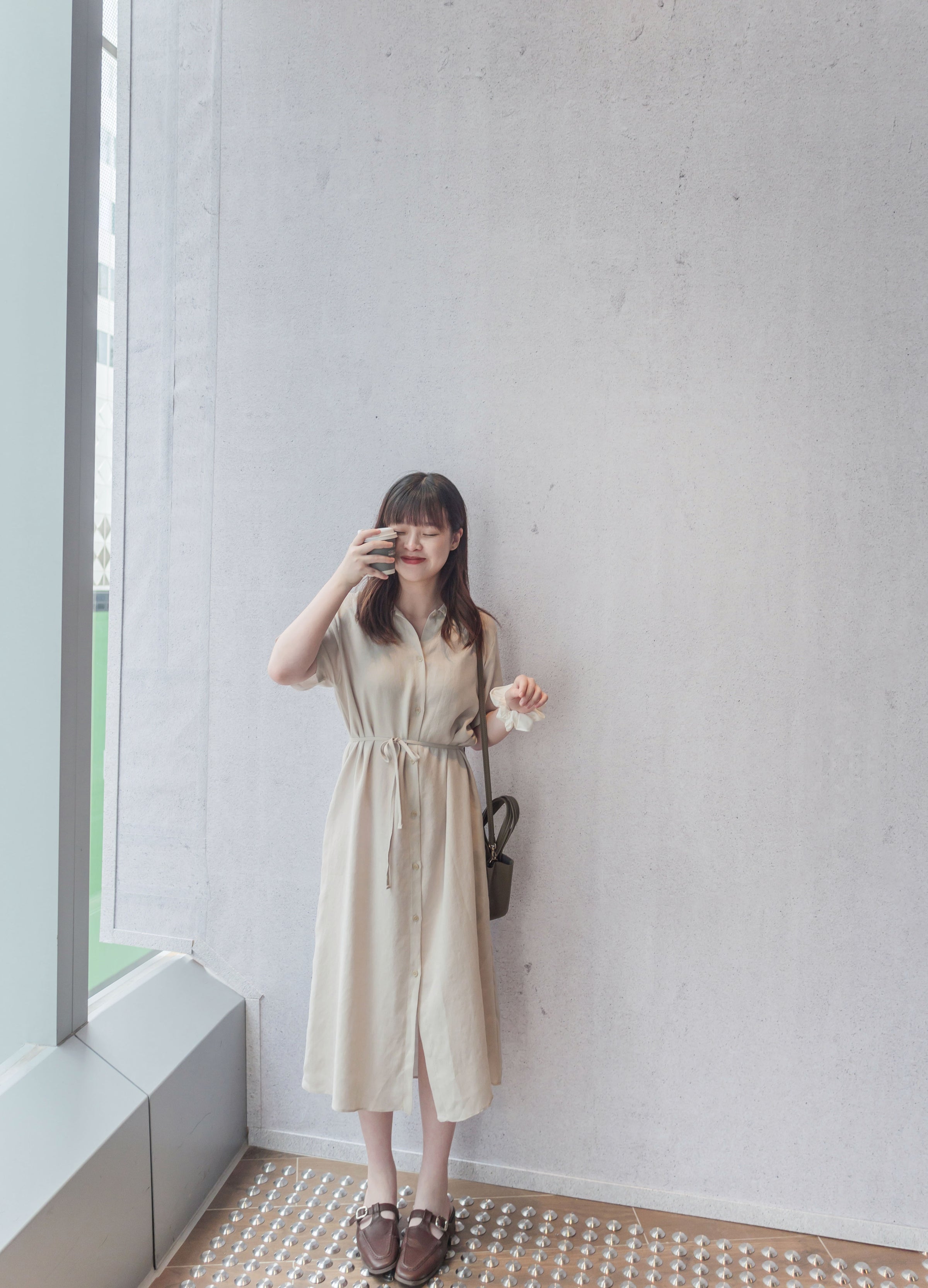 [ 限時重開訂購🕣 ] Casual Elegant 防皺舒適棉質軟領口恤衫連身裙, Dress/ DS9609