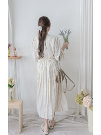 Heart Pleated Dress 側束腰愛心印花腰下百褶連衣裙/ DS9999 (pre-order navy 10月9截單)