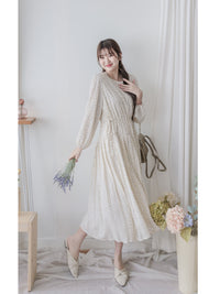 Heart Pleated Dress 側束腰愛心印花腰下百褶連衣裙/ DS9999 (pre-order navy 10月9截單)