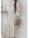 Heart Pleated Dress 側束腰愛心印花腰下百褶連衣裙/ DS9999 (pre-order navy 10月9截單)