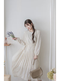Heart Pleated Dress 側束腰愛心印花腰下百褶連衣裙/ DS9999 (pre-order navy 10月9截單)
