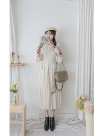Heart Pleated Dress 側束腰愛心印花腰下百褶連衣裙/ DS9999 (pre-order navy 10月9截單)