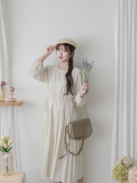 Heart Pleated Dress 側束腰愛心印花腰下百褶連衣裙/ DS9999 (pre-order navy 10月9截單)