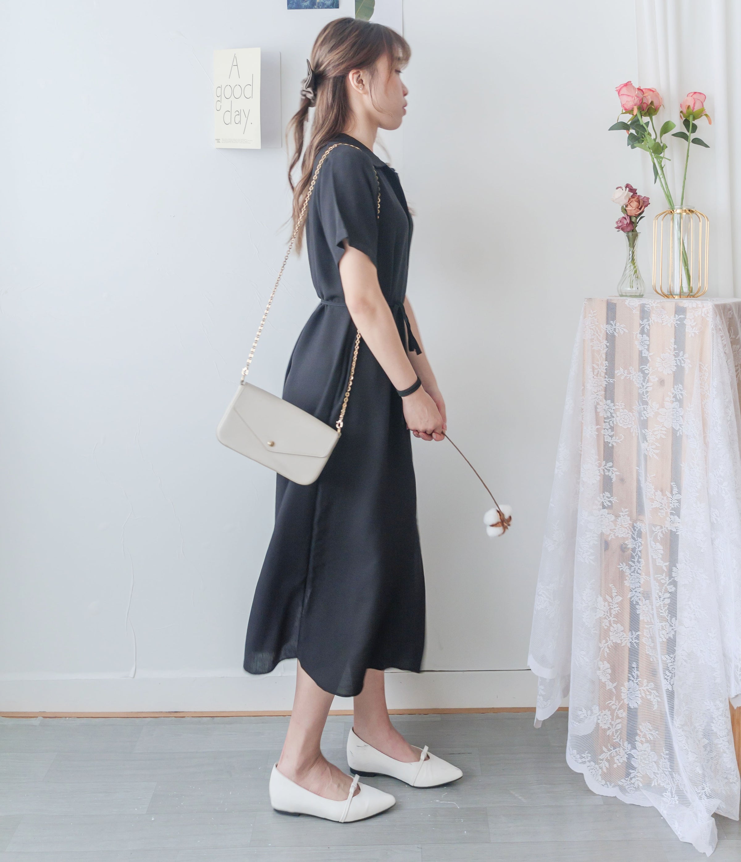 [ 限時重開訂購🕣 ] Casual Elegant 防皺舒適棉質軟領口恤衫連身裙, Dress/ DS9609