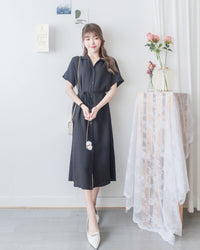 [ 限時重開訂購🕣 ] Casual Elegant 防皺舒適棉質軟領口恤衫連身裙, Dress/ DS9609