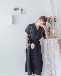 [ 限時重開訂購🕣 ] Casual Elegant 防皺舒適棉質軟領口恤衫連身裙, Dress/ DS9609